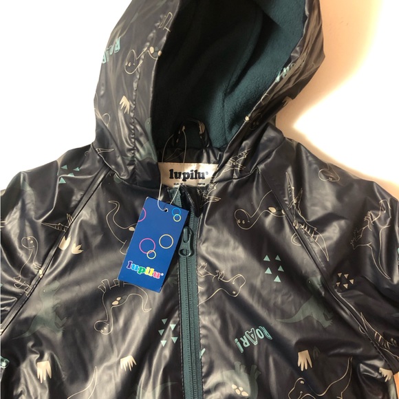 NWT Lupilu Waterproof Fleece Lined Dinosaur Jacket Rain Coat Kids Sz 4-6 4-5 5-6 - Picture 2 of 9